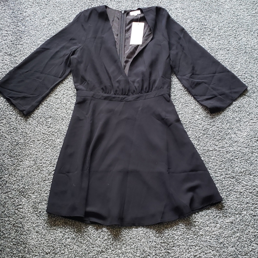 Black low V dress